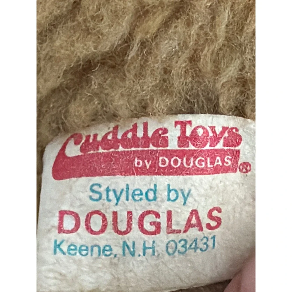 Vintage Douglas Cuddle Toys Teddy Bear Tan Plush Plaid Bow 7.5